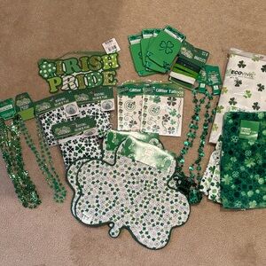 Lot of St. Patrick's Day/Irish-Themed Party Items. NWT. Green & White.